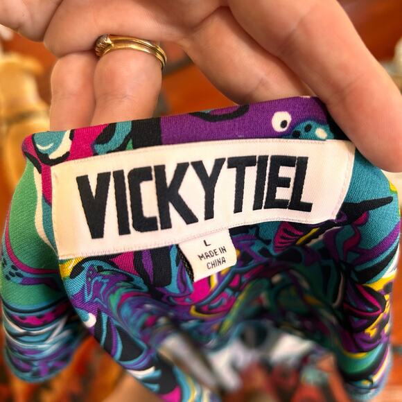 Vicky Tiel Dress Wrap Dress Colorful Abstract Large - Picture 6 of 7